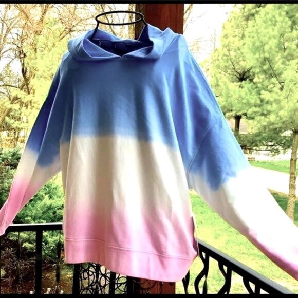 DANSKIN OMBRÉ HOODIE BLUE WONDER WITH ORCHID GLAZE L NWT - Picture 2 of 10